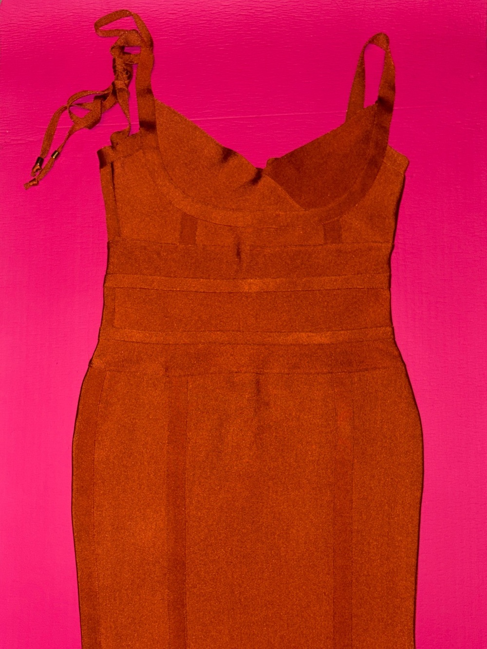 Gorgeous burnt orange bandage dress